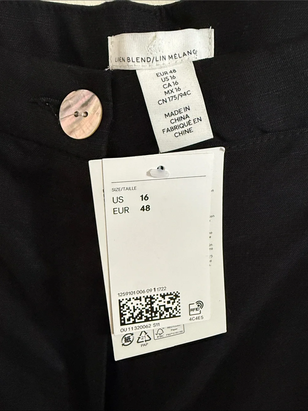 🐝 NWT 🐝 LINEN Blend H&M Black Wide Leg Trousers